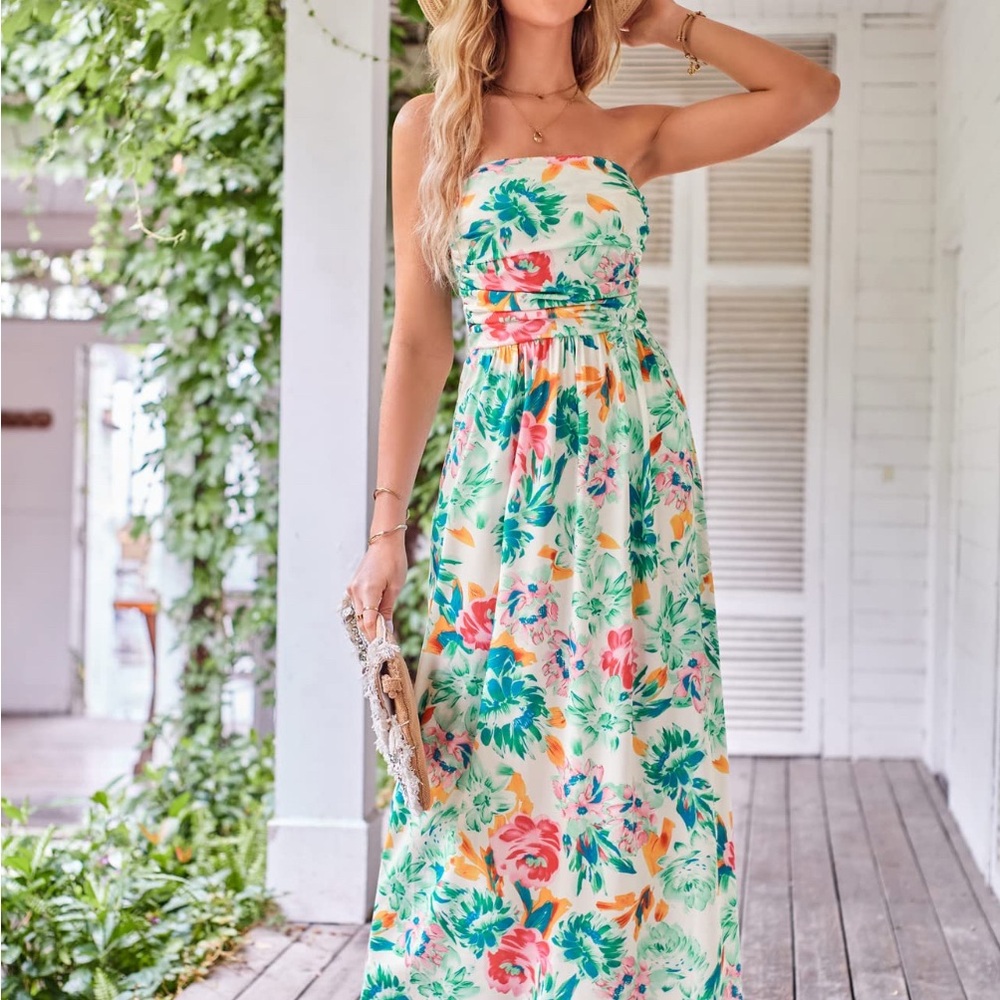 Grace Karin Strapless Floral Dress - Multicolor
